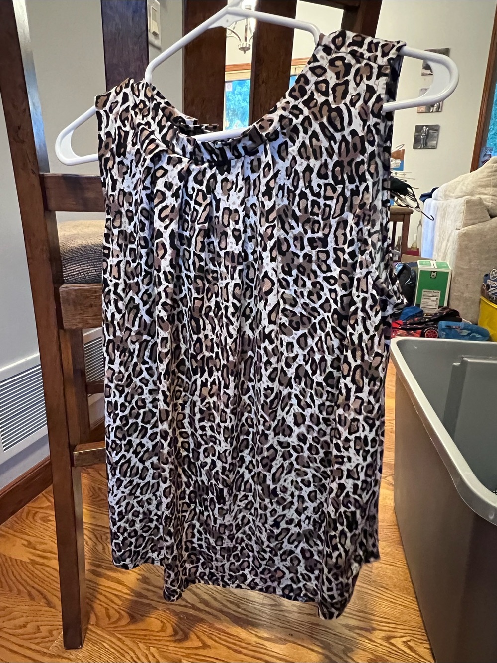 Adrianna Papell Leopard Print Sleeveless Tank Top - Brown, Black, White